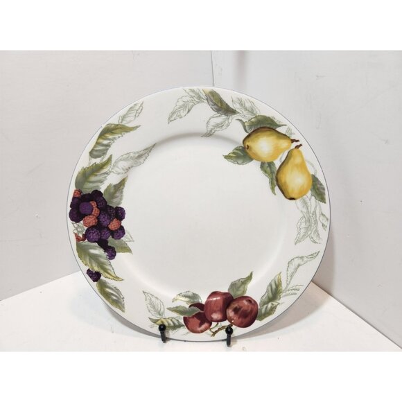 Todays Home Stoneware Fruit Dinner Plates 10.5" Set of 4 Red Green Yellow Purple - Picture 2 of 8